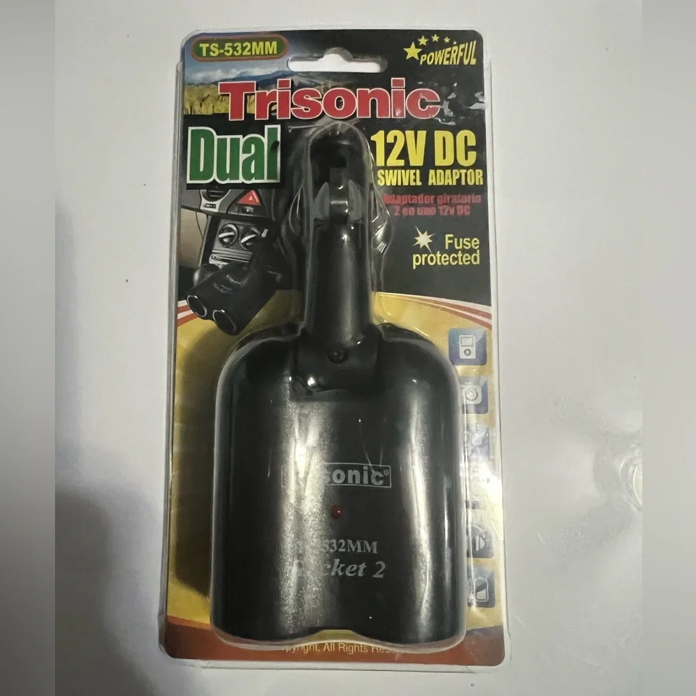 Trisonic Dual 12V DC SWIVEL ADAPTOR